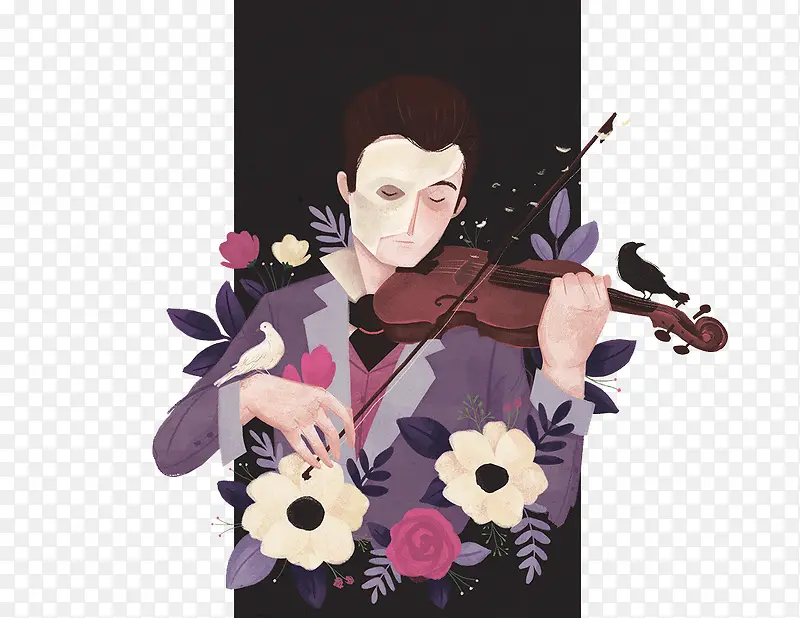 拉小提琴的人插画
