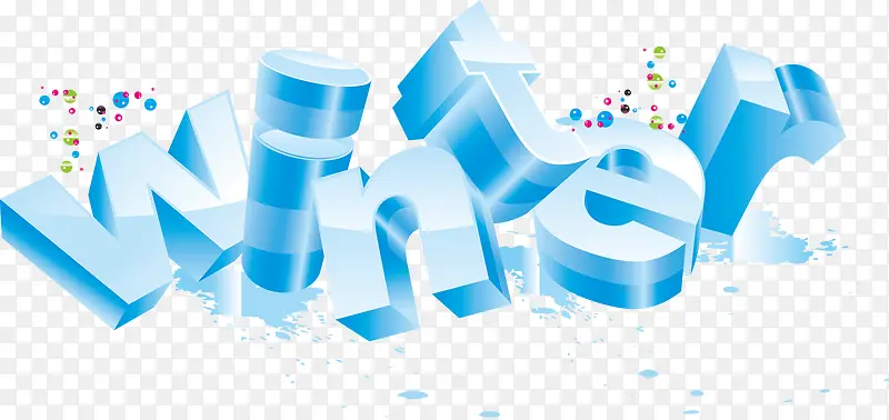 创意合成蓝色的冰块形状文字