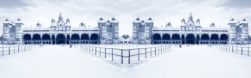 灰色雪地城堡大门海报背景