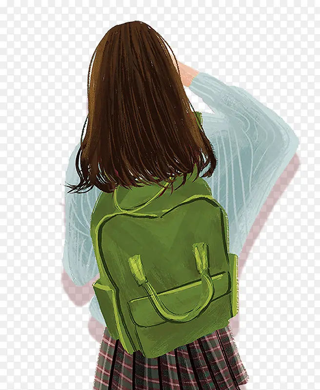 背着书包的小女孩背影