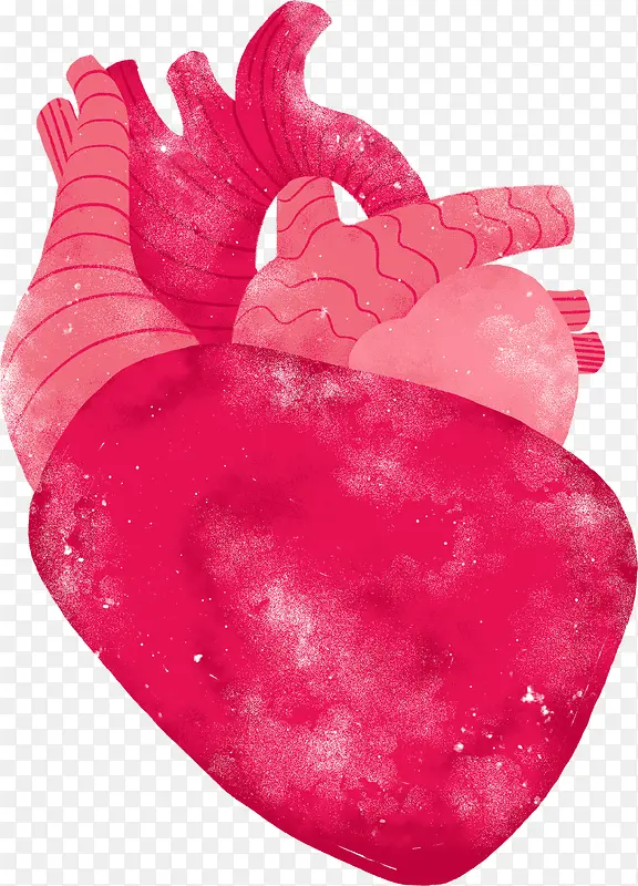 红色水彩人体心脏