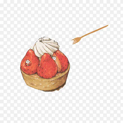 草莓塔手绘画素材图片