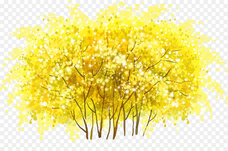 手绘黄色秋季风景