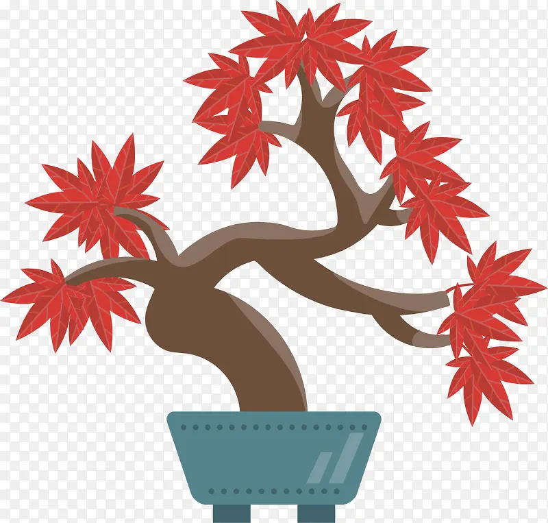 红色树叶盆栽