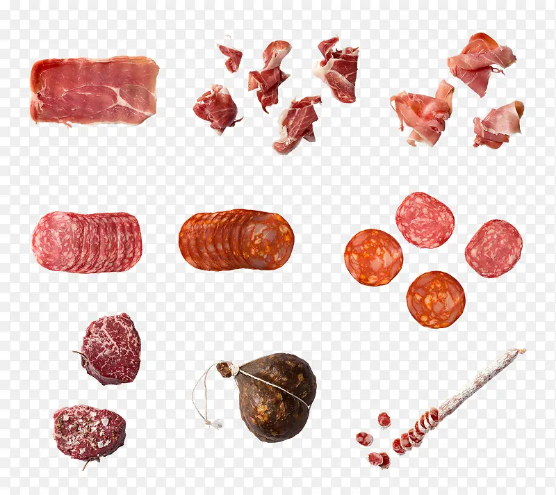 多种动物食物肉集合