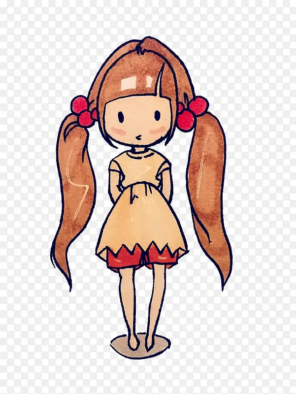 卡通简笔画小女孩