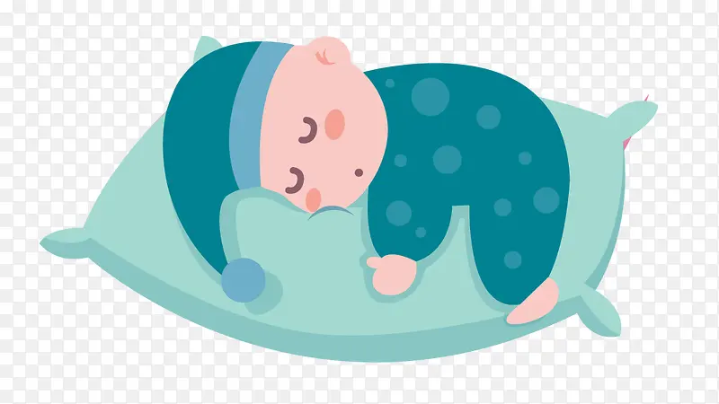 卡通婴儿抱着枕头安睡