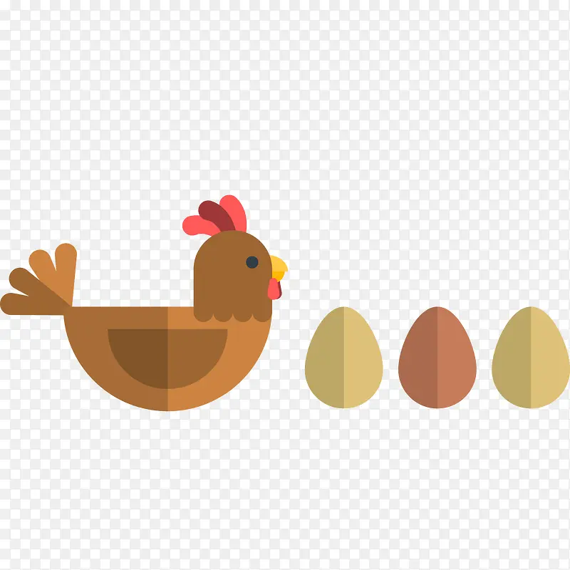 卡通母鸡和鸡蛋矢量图