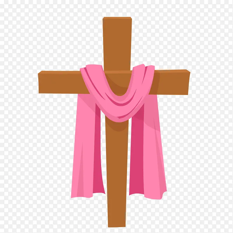 矢量手绘粉色十字架