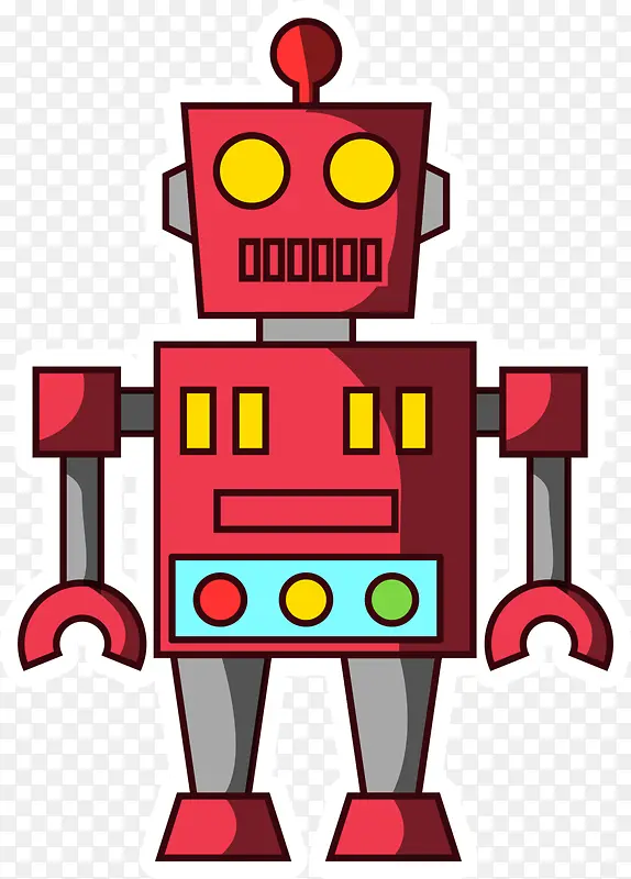 红色扁平卡通机器人