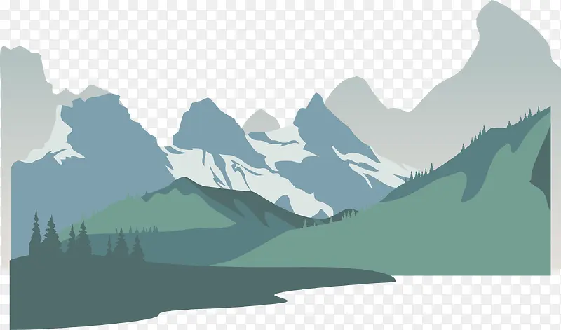 山林景色插画