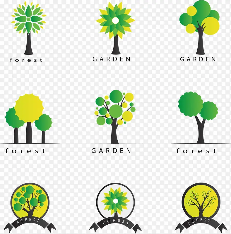 9款树木标志设计矢量素材