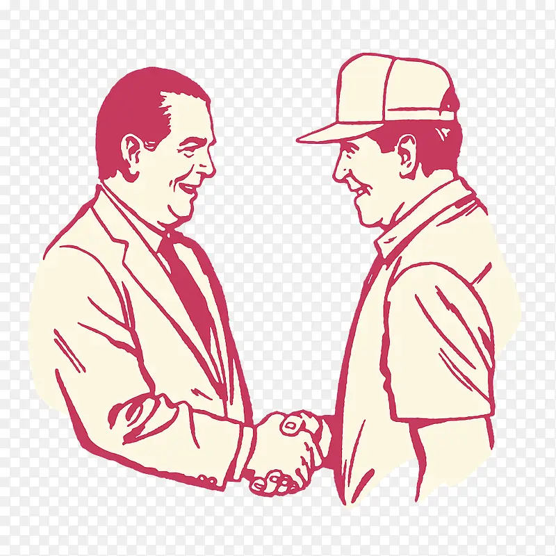 欧美装饰插画领导者两人握手