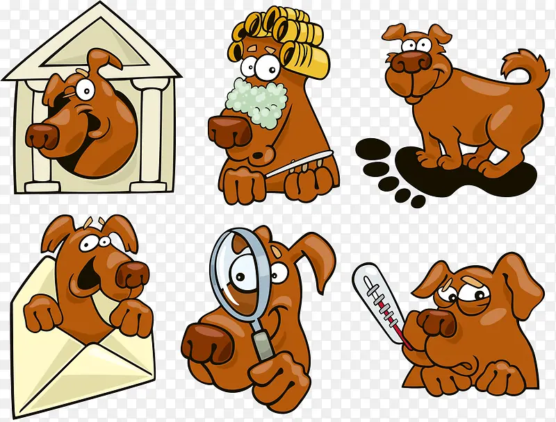 卡通手绘6种小狗表情包
