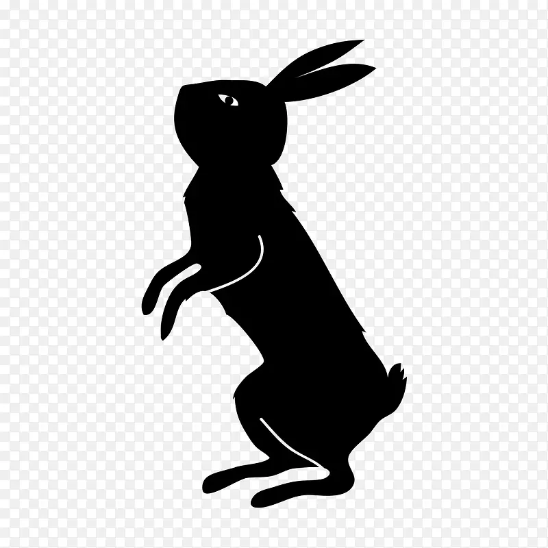 黑色剪影兔子