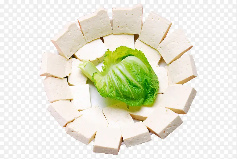 白色青菜方块豆腐