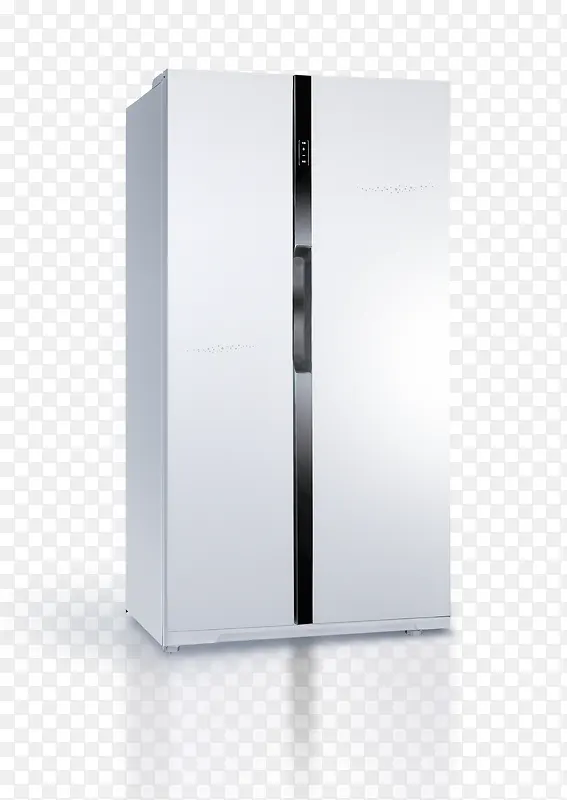 白色现代简约风格对开门冰箱