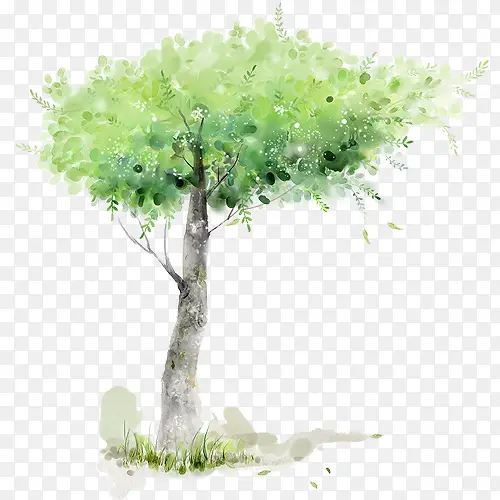 绿色唯美装饰卡通树木设计图