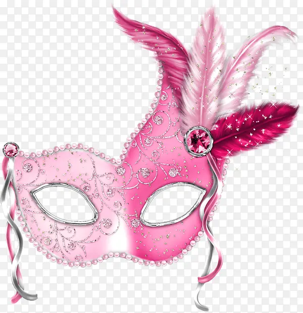 粉色系羽毛装饰面具