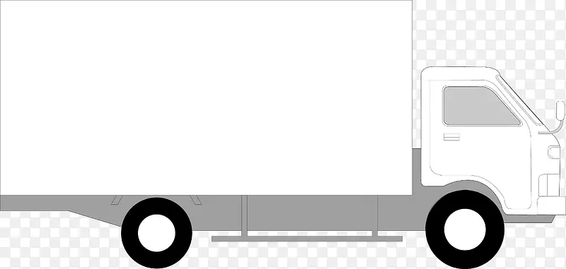 白色卡通矢量货柜车图