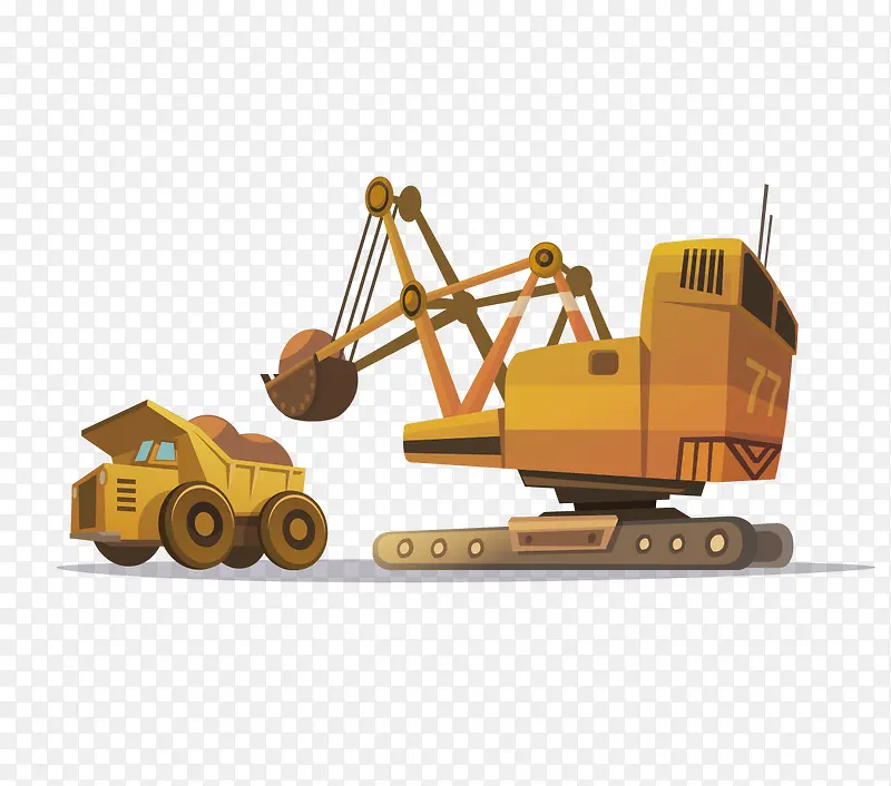挖掘机和装载车矢量素材