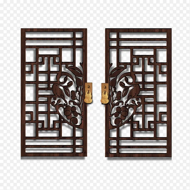 中国风旧上海木雕花窗免抠图素材
