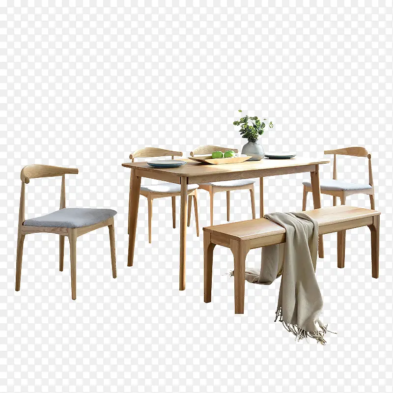 清新风格餐桌餐椅素材