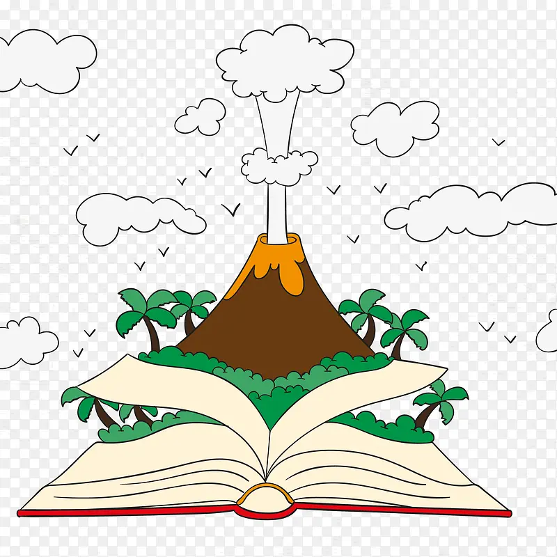 矢量火山背景的一本书