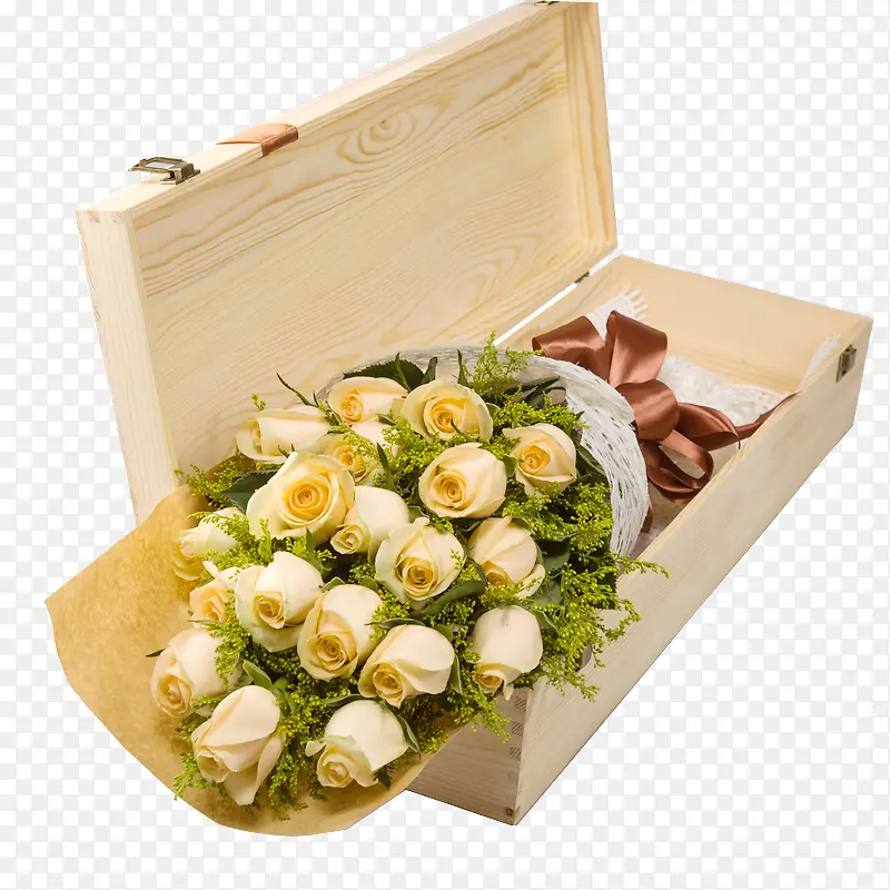 木盒装香槟玫瑰