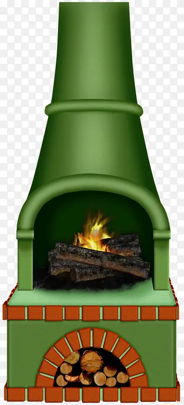 绿色壁炉