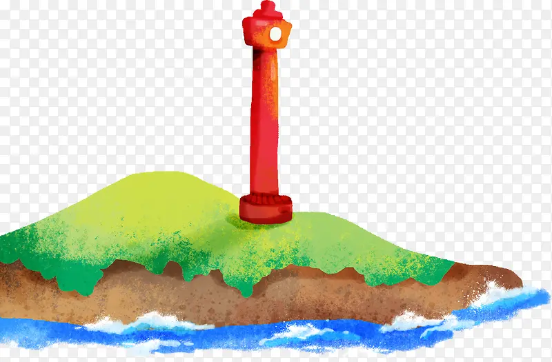 海边红色灯塔