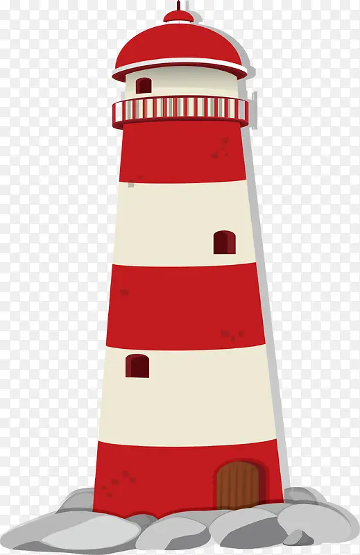 红白条纹海边瞭望塔