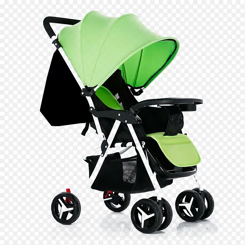 绿色婴儿推车