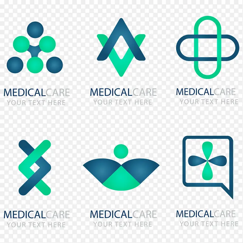 蓝绿配色创意医疗标志矢量素材
