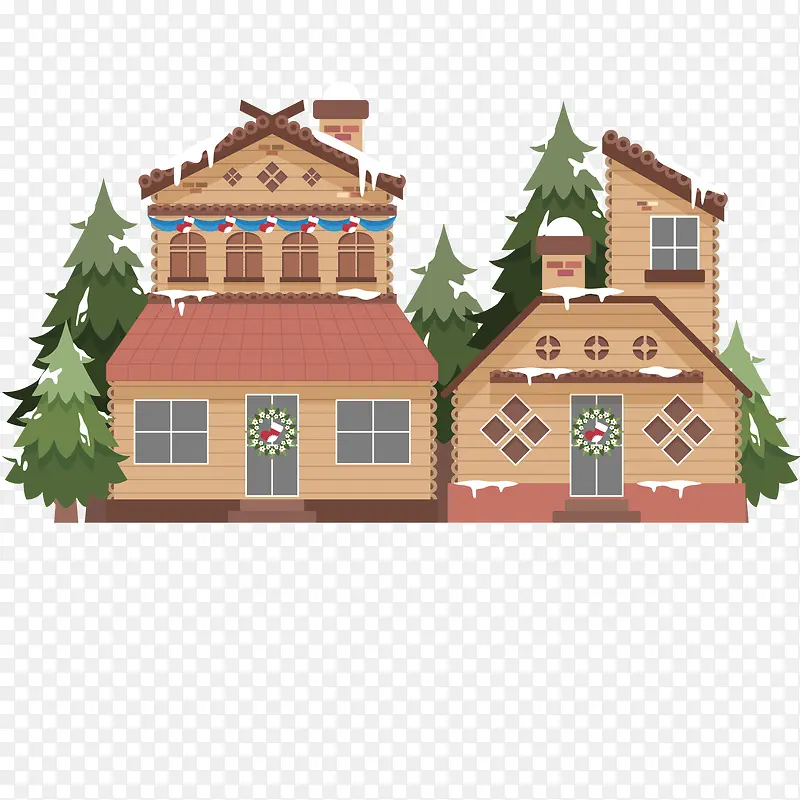 漂亮的木房子平面设计背景