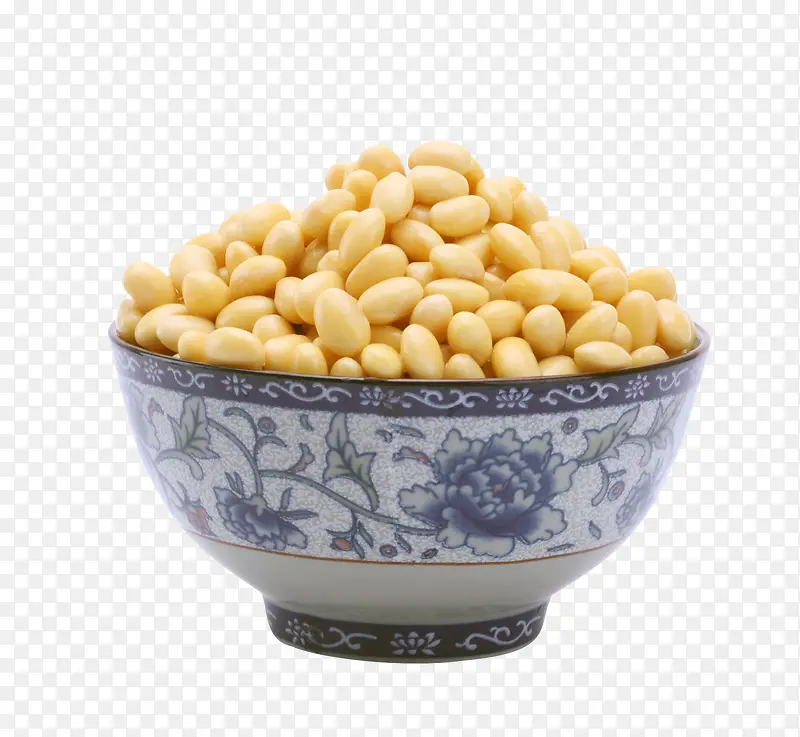 陶瓷碗里的黄豆粒