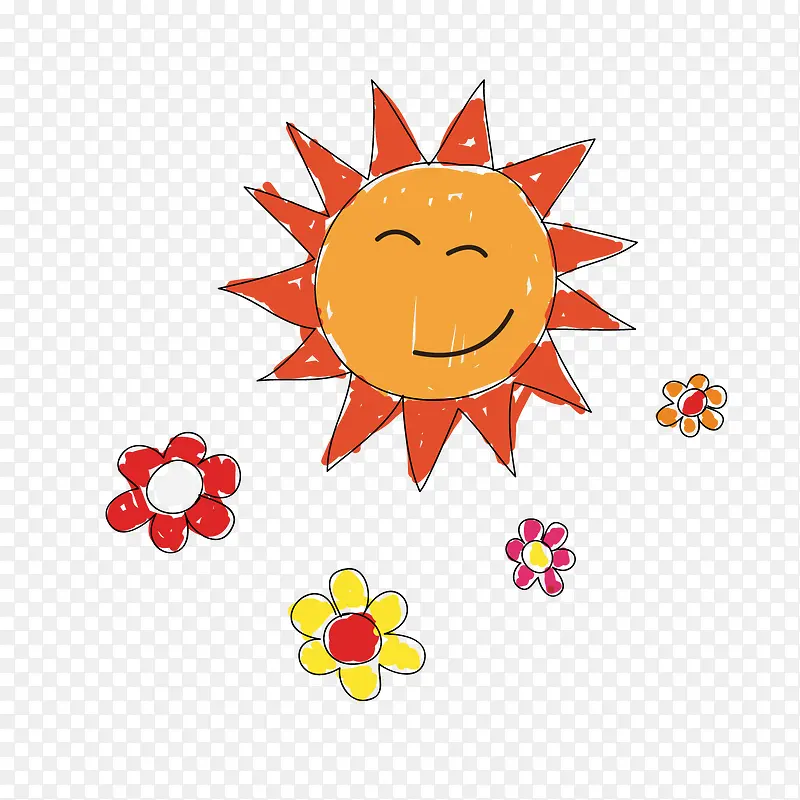 手绘太阳花卉矢量图