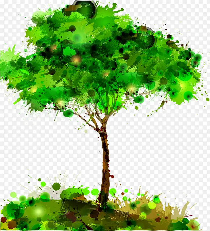 彩绘绿色树木