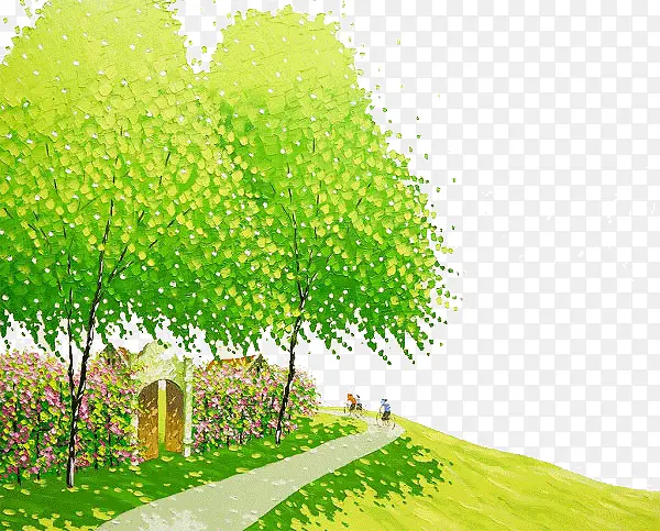 创意绿色树木插画PNG图片素材下载_图片编号8559676-PNG素材网