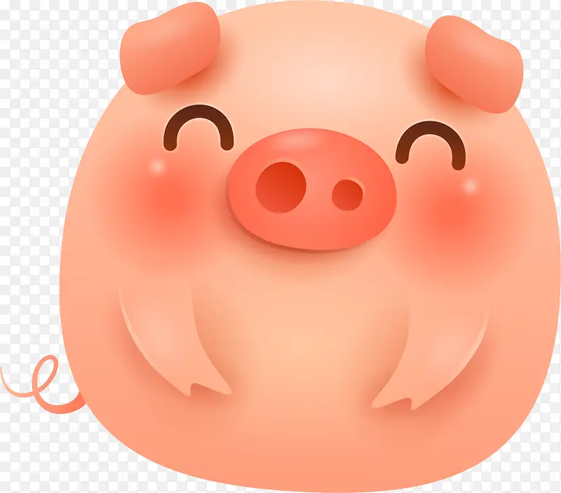 C4D可爱圆润的猪形象装饰图案