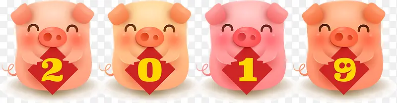 C4D卡通立体2019猪形象装饰图案