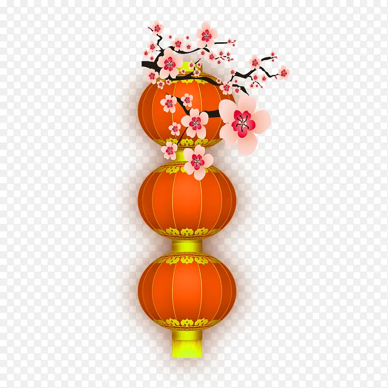 橙色中国风灯笼装饰图案