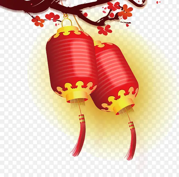 红色中国风桃花灯笼