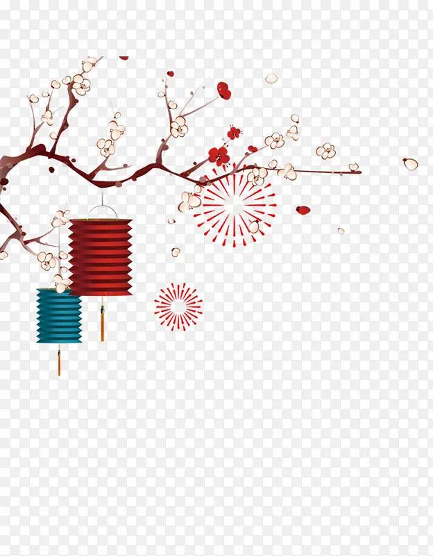 春节灯笼与桃花创意背景