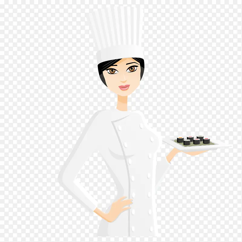 端着寿司的女厨师