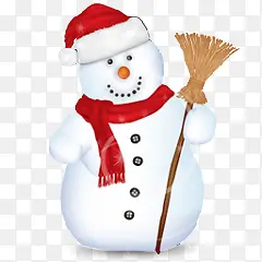 创意圣诞节元素拿着扫把的雪人