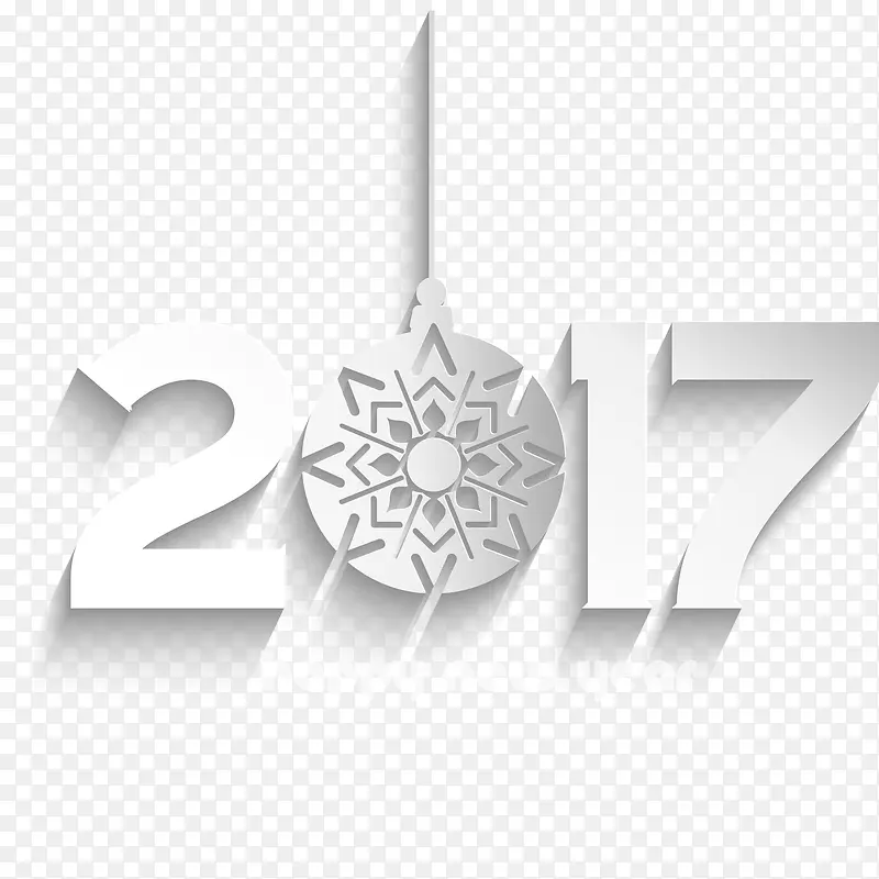2017新年快乐和雪花小玩意矢量图