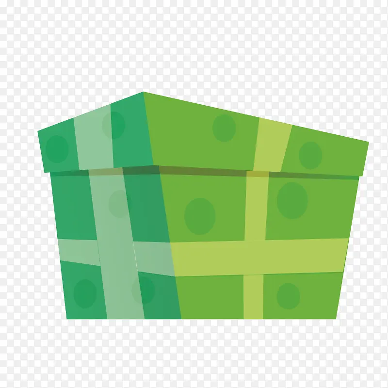 手绘卡通绿色礼盒包装盒