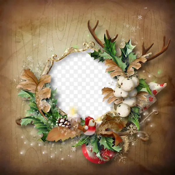 卡通圣诞麋鹿鹿角装饰相框