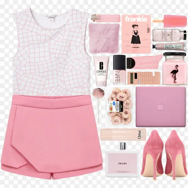 粉色裤子和高跟鞋